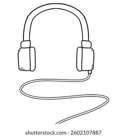 wired headphone illustration hand drawn outline vector