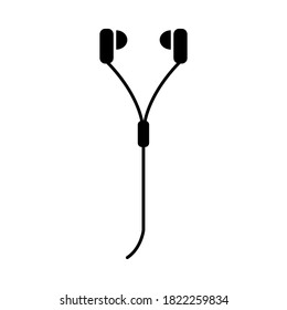 Wired Headphone Vector Icon. The icon of wired headphones is isolated on a white background.