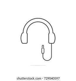 Wired headphones line icon vector