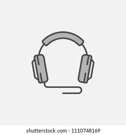 Wired headphones vector concept icon or design element