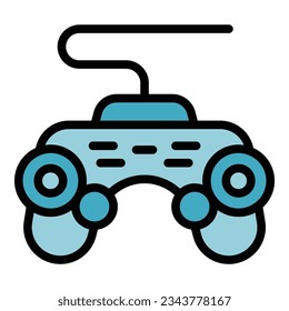 Wired joystick icon outline vector. Game machine. Chest gameplay color flat