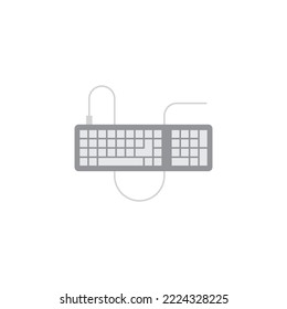 Icono de teclado con cable en color, aislado en fondo blanco 