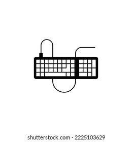 Wired keyboard icon in color, isolated on white background 