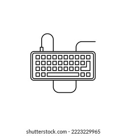 Wired keyboard icon in line style icon, isolated on white background