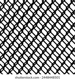 Wired Metal Fence Mesh Vector 04. Pattern Texture Of Steel Wire Grid Isolated On White Transparent Background. 3d Aluminum Grate For Jail Cage. Safety Barrier.