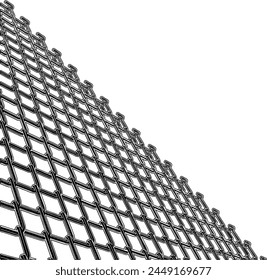 Wired Metal Fence Mesh Vector 17. Pattern Texture Of Steel Wire Grid Isolated On White Transparent Background. 3d Aluminum Grate For Jail Cage. Safety Barrier.