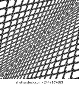 Wired Metal Fence Mesh Vector 18. Pattern Texture Of Steel Wire Grid Isolated On White Transparent Background. 3d Aluminum Grate For Jail Cage. Safety Barrier.
