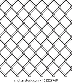 Wired metallic fence seamless texture. Steel wire mesh isolated on white background. Vector repeating pattern in EPS8 format.