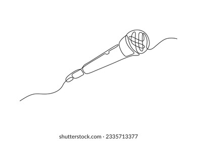 wired microphone continuous line art drawing