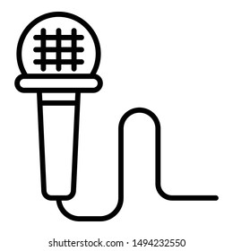 Wired microphone icon. Outline wired microphone vector icon for web design isolated on white background