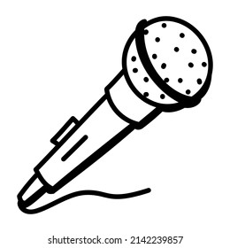 Wired microphone, icon of singing mic 

