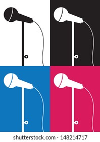 Wired microphone silhouette in different colors 