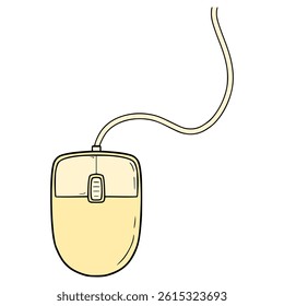 wired mouse illustration hand drawn isolated vector
