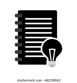 wired notebook and lightbulb  icon