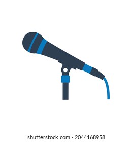 Wired performance microphone illustration. Simple editable eps vector usable for web and print items.