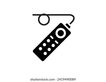 Wired remote controller. Simple illustration in black and white.