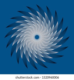 wired rotating feathers wings star symbol in blue ivory black shades