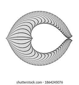 Wired shape .  Lines in Unusual Form .  Vector Illustration . Technology round Logo . Wire  Design element . Abstract Geometric background