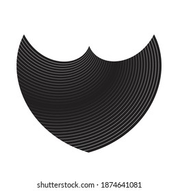 Forma con cable .  Líneas en forma inusual .  Ilustración del vector Escudo. Logo de la ronda tecnológica. Elemento de diseño de cables . Resumen Fondo geométrico