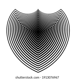 Forma con cable .  Líneas en forma inusual .  Ilustración del vector Escudo. Logo de la ronda tecnológica. Elemento de diseño de cables . Resumen Fondo geométrico