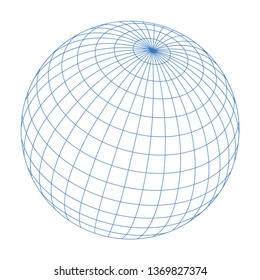 wired sphere frame illustration / blue