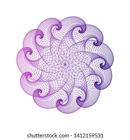 wired stylized jellyfish rosette in blue violet ink