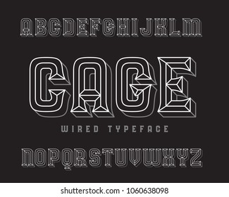 Wired typeface made of thin lines named "Cage"