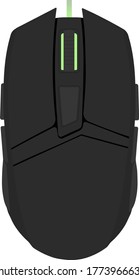 Wired USB Optical Mouse  Black - Green