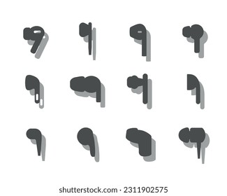 Wired vacuum headphones in black color. Vector illustration.