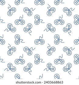 Wired Video Game Controller vector Gaming Device concept minimal outline seamless pattern