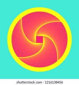 wired vortex circular symbol in yellow red shades