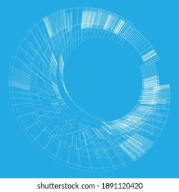 Wire-frame 3d geometric circle, ring object