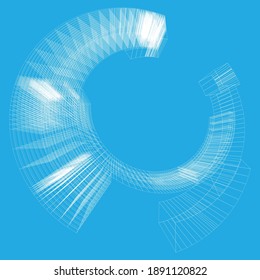 Wire-frame 3d geometric circle, ring object