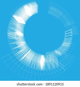 Wire-frame 3d geometric circle, ring object