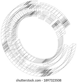 Wire-frame 3d geometric circle, ring object