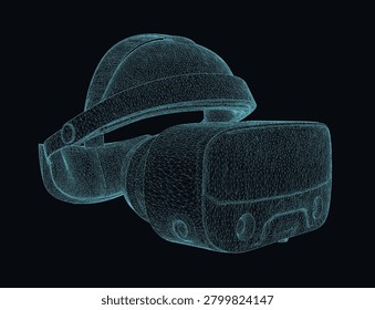 Wireframe 3d model of a virtual reality headset design