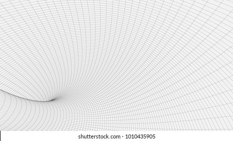 Wireframe 3D surface tunnel.Background abstract vector image of a tunnel for presentations. Network cyber technology. Futuristic perspective grid background texture. 