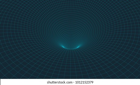 3d Wireframe Tunnel Futuristic Background Cyber Stock Vector (royalty 