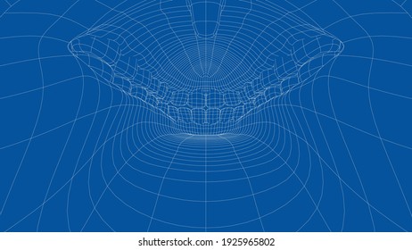 Wire-frame 3D Teeth Close Up. Inside Mouth. Vector 3d Rendering