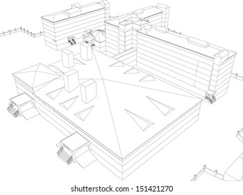 Wire-frame abstract archticture on the white background. EPS 10 vector format