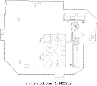 Wire-frame abstract archticture on the white background. EPS 10 vector format