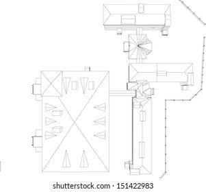 Wire-frame abstract archticture on the white background. EPS 10 vector format