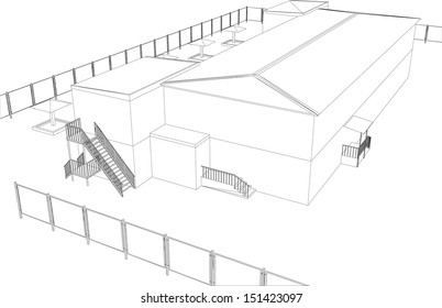 Wire-frame abstract archticture on the white background. EPS 10 vector format