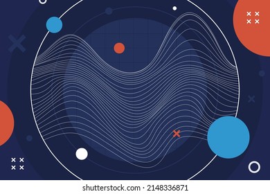 Wireframe abstract background. Wireframe science backdrop. Futuristic visualization design. Scientific wallpaper. Corporate dynamic digital template. Website header, flyer layout. Vector illustration.