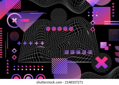 Wireframe abstract background. Wireframe science backdrop. Futuristic visualization design. Scientific wallpaper. Corporate dynamic digital template. Website header, flyer layout. Vector illustration.