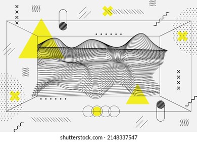 Wireframe abstract background. Wireframe science backdrop. Futuristic visualization design. Scientific wallpaper. Corporate dynamic digital template. Website header, flyer layout. Vector illustration.