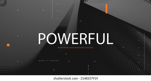 Wireframe abstract background. Wireframe science backdrop. Futuristic visualization design. Scientific wallpaper. Corporate dynamic digital template. Website header, flyer layout. Vector illustration.