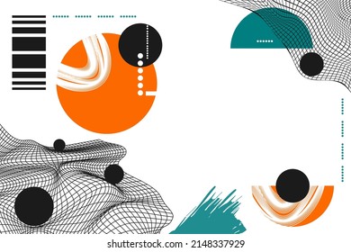 Wireframe abstract background. Wireframe science backdrop. Futuristic visualization design. Scientific wallpaper. Corporate dynamic digital template. Website header, flyer layout. Vector illustration.