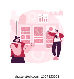 Wireframe abstract concept vector illustration. Web page layout, interface element, website navigation, screen blueprint, visual guide, business analyst, user experience, sketch abstract metaphor.