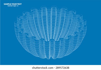 Wireframe Abstract form Vector Background.